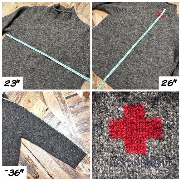 Vintage Abercrombie Wool Mock Neck Sweater XL Red Cross Outdoor Knit - Picture 13 of 13